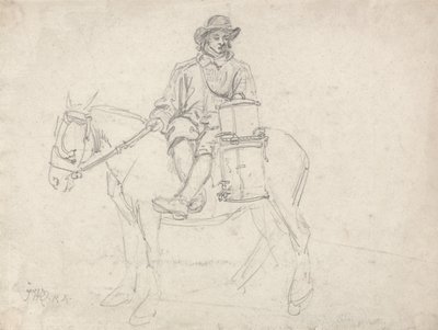 A Farmhand Riding Side-Saddle, Carrying an Urn by James Ward